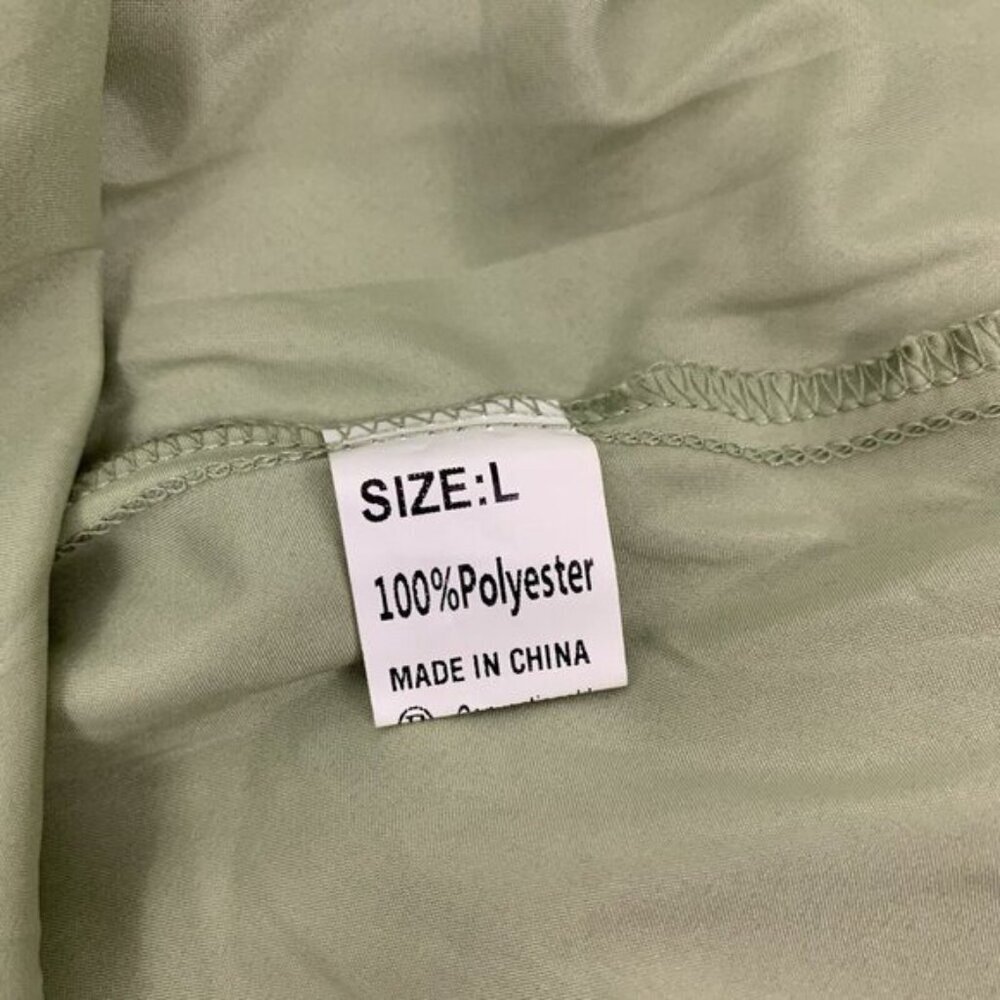 Women’s Ruffle Dress Large Green Short Sleeve Front Tie - Picture 5 of 5